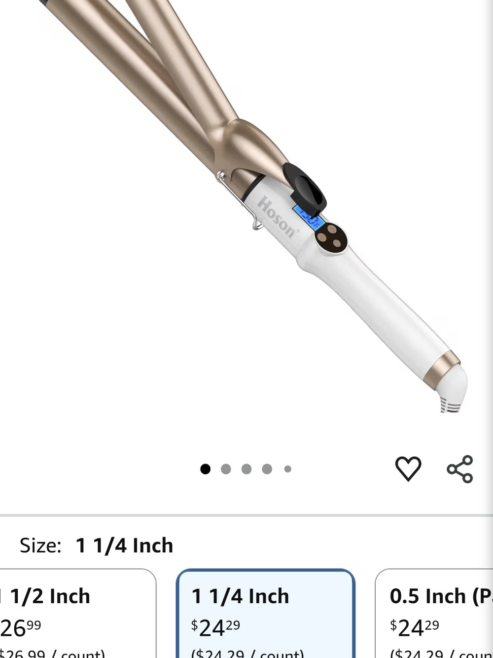 Gold & White 1-1/4" Hair Curling Iron